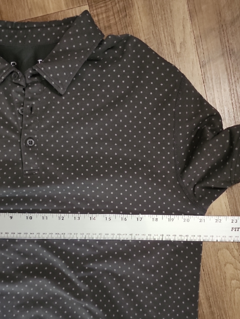 BYLT Basics Gray Polo with White Micro-Dot Pattern - Picture 7 of 8